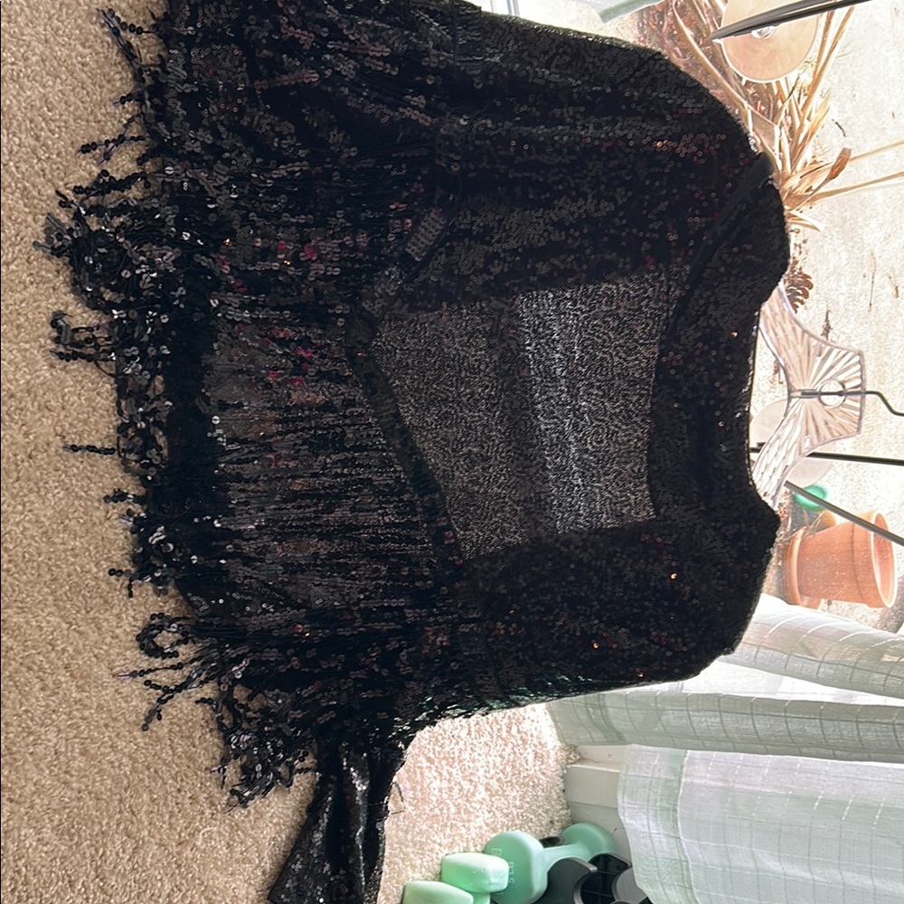 Black Fringe Textured Blazer